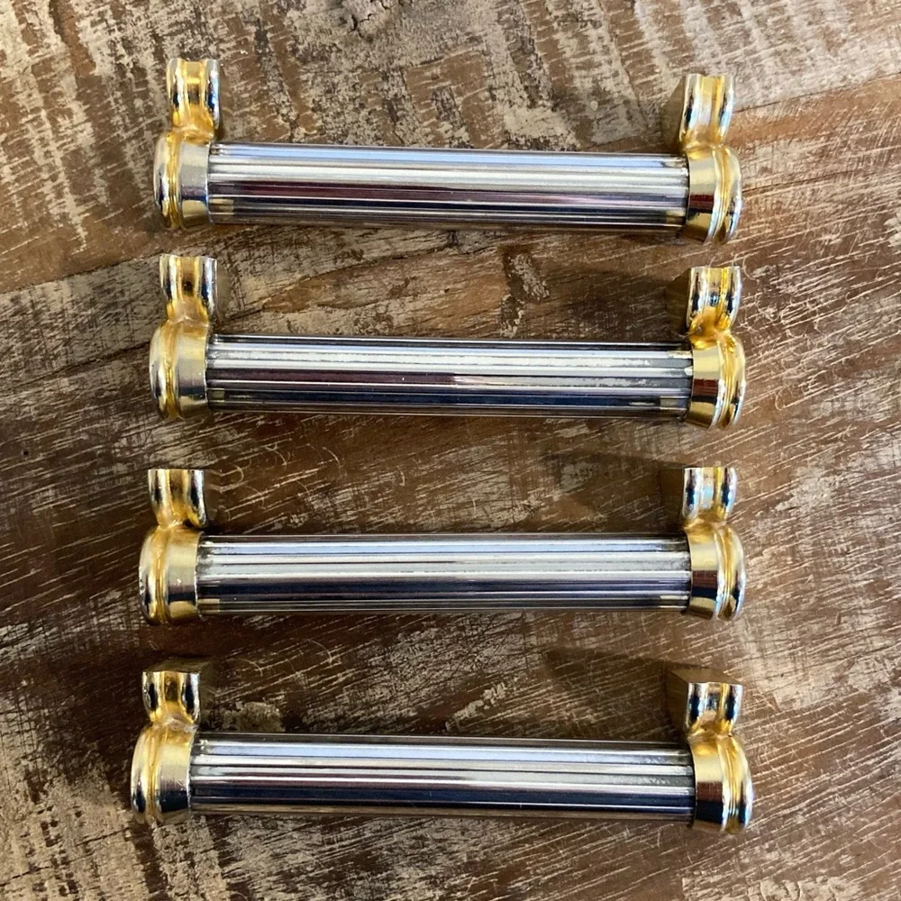 4 Knife Rests Chopstick Rests Signed SL Silver Plated and Gold Tone Vintage